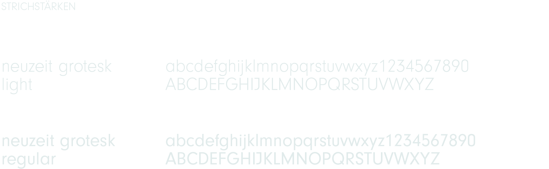 verschiedene Schriftstärken der Neuzeit Grotesk, die bildmühle verwendet